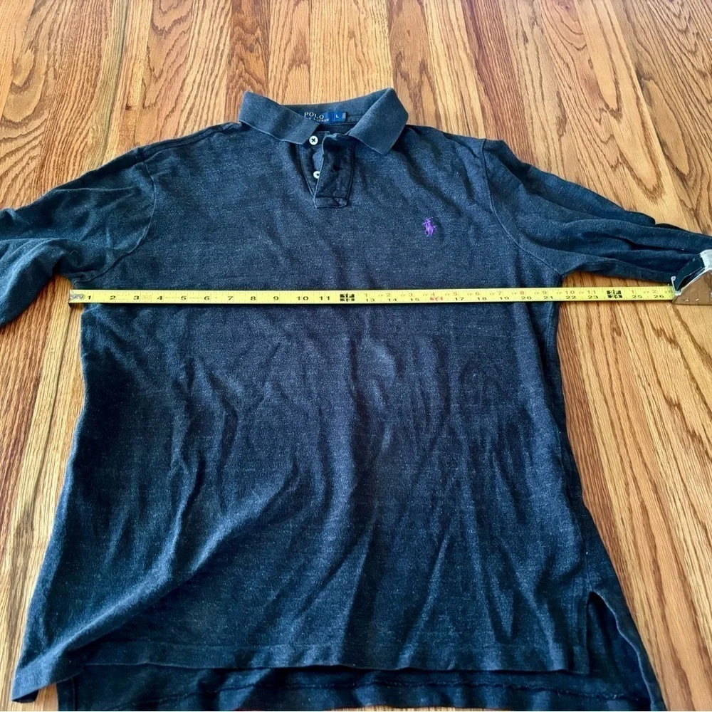 Polo Ralph Lauren Long Sleeve Collared Shirt - Custom Fit - Black/Gray - Large